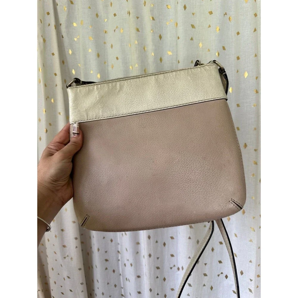 Kate Spade Vintage 100% Cow Leather Color Block Ava Adjustable Zipper Crossbody